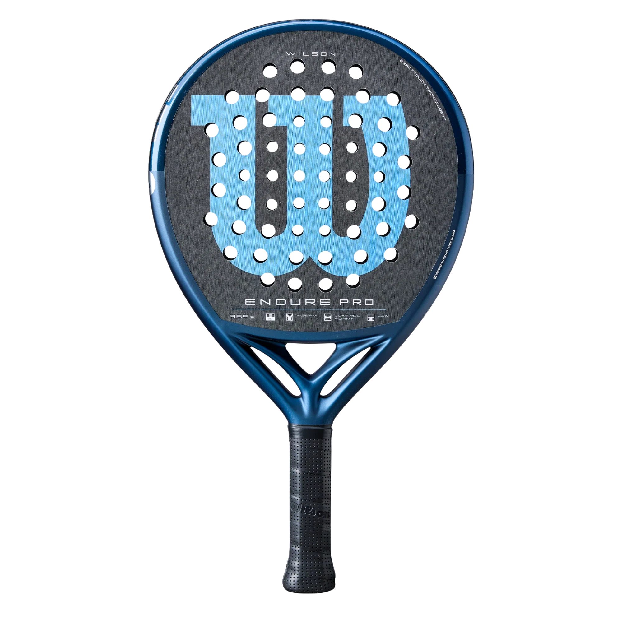 Blue Wilson tennis racket on a white background